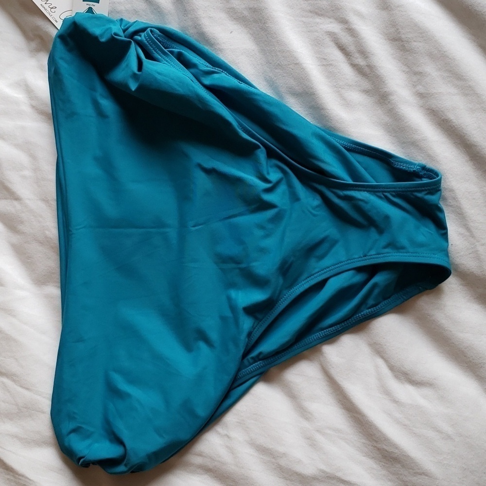 Anne Cole Convertible High Waist Shirred Swim Bottom Teal - 20W